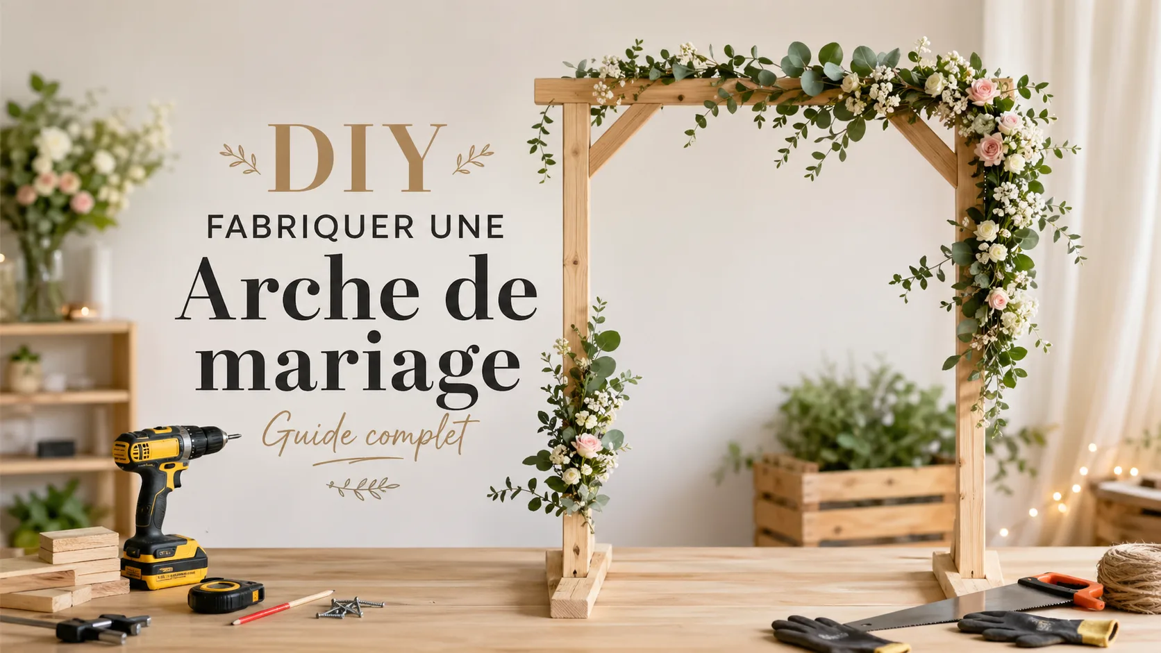 Fabriquer une arche de mariage DIY en bois avec des fleurs